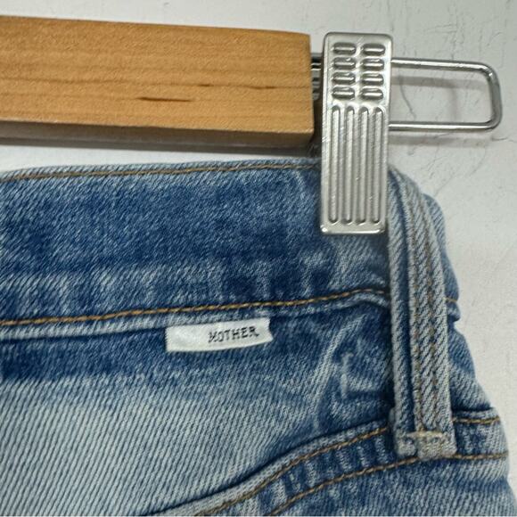 Mother Tomcat High Rise Blue Jeans Womens 24 Straight Leg Cropped Light Wash - Picture 8 of 13